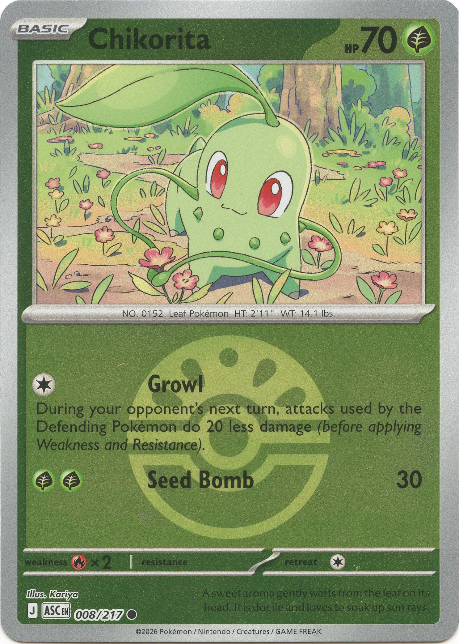 Pokemon TCG: Chikorita (Friend Ball) [ASC - 008/217]