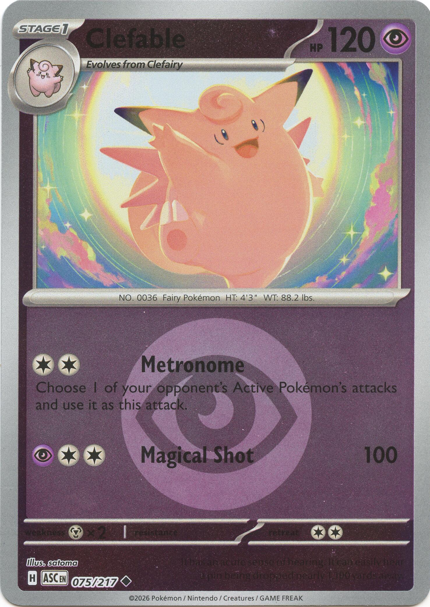Pokemon TCG: Clefable (Energy Symbol Pattern) [ASC - 075/217]
