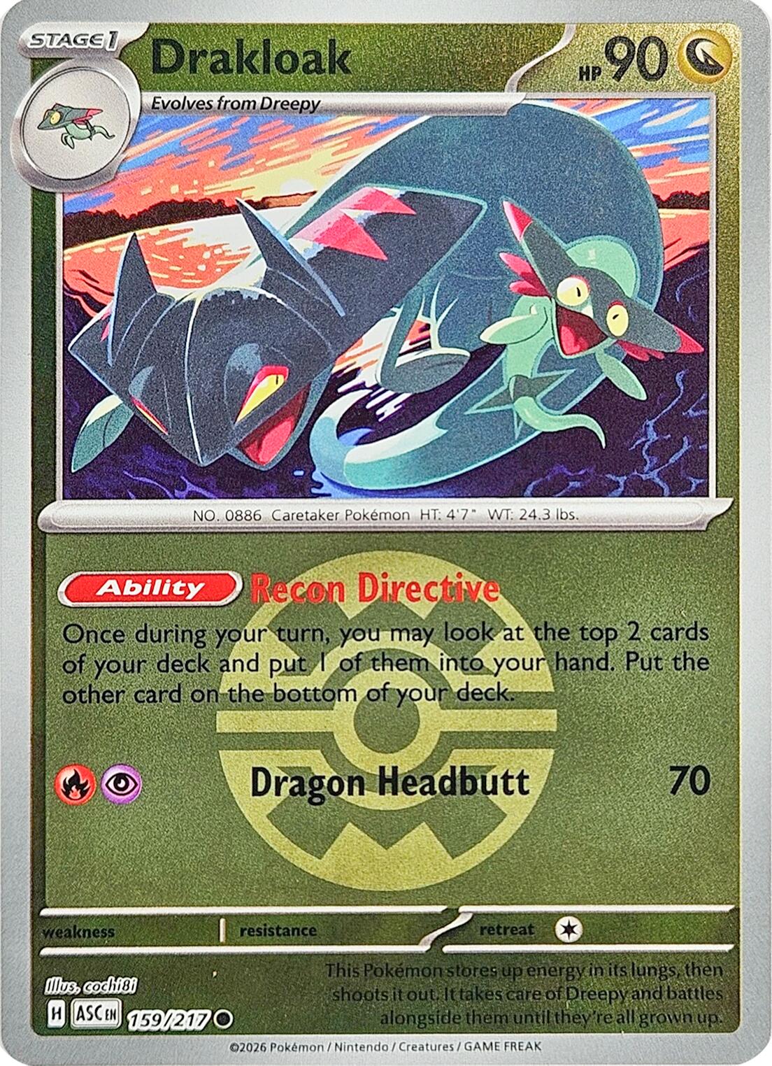 Pokemon TCG: Drakloak - 159/217 (Quick Ball) [ASC - 159/217]