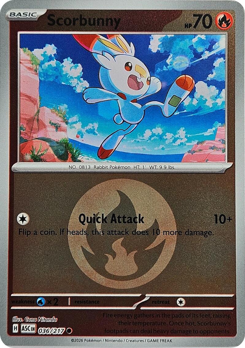 Pokemon TCG: Scorbunny - 036/217 (Energy Symbol Pattern) [ASC - 036/217]