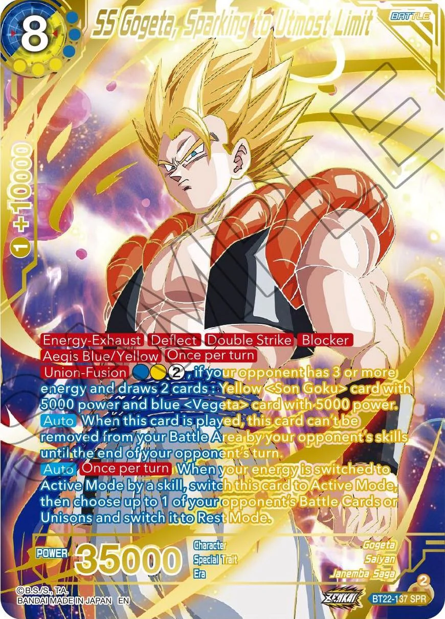 Dragon Ball Super: SS Gogeta, Sparking to Utmost Limit (SPR) Critical Blow [BT22 - BT22-137]
