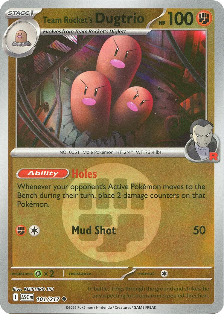 Pokemon TCG: Team Rocket's Dugtrio - 101/217 (Energy Symbol Pattern) [ASC - 101/217]